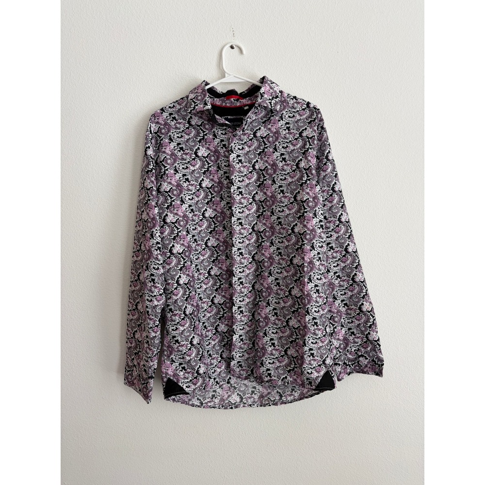 Silver Stone Collection Mens XL Modern Fit Paisley Floral Button Down Shirt